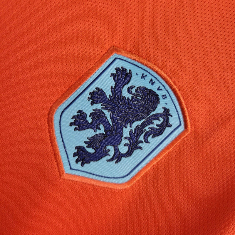 Kit Infantil Seleção da Holanda I 24/25 - Nike - Laranja com detalhes em azul