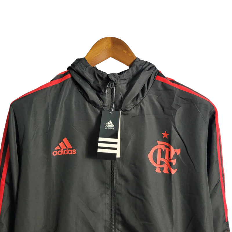 Jaqueta Corta-Vento Flamengo 21/22 Masculina Adidas - Preta com detalhes em vermelho