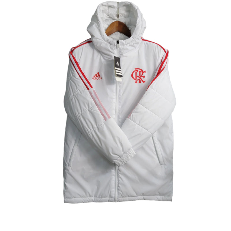 Jaqueta Corta-Vento Flamengo 23/24 Masculina Adidas - Branco com detalhes em vermelho