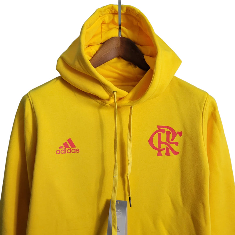 Jaqueta Corta-Vento Flamengo 23/24 Unisex Adidas - Amarela com detalhes em vermelho