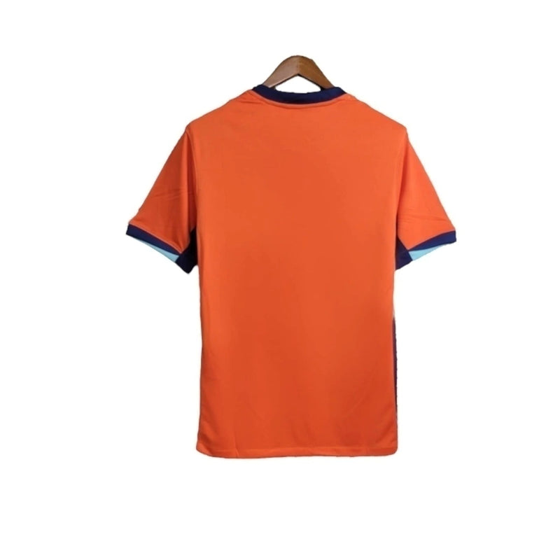 Camisa Seleção da Holanda I 24/25 - Torcedor Nike Masculina - Laranja com detalhes em azul