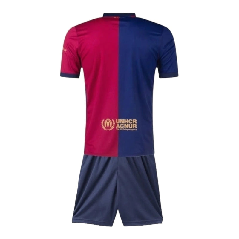 Kit Infantil Barcelona I 24/25 - Nike - Azul e vermelho