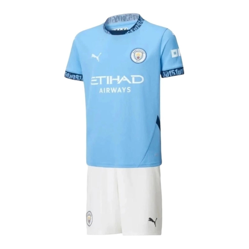 Kit Infantil Manchester City I 24/25 - Puma - Azul e branco